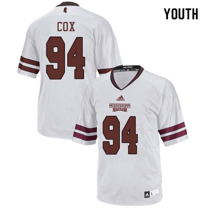 Youth #94 Fletcher Cox Mississippi State Bulldogs College Football Jerseys Sale-White - Click Image to Close